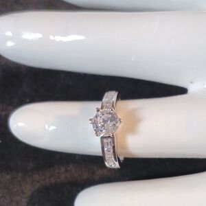 Sterling Silver Round And Channel Set Cz Ring Size 7